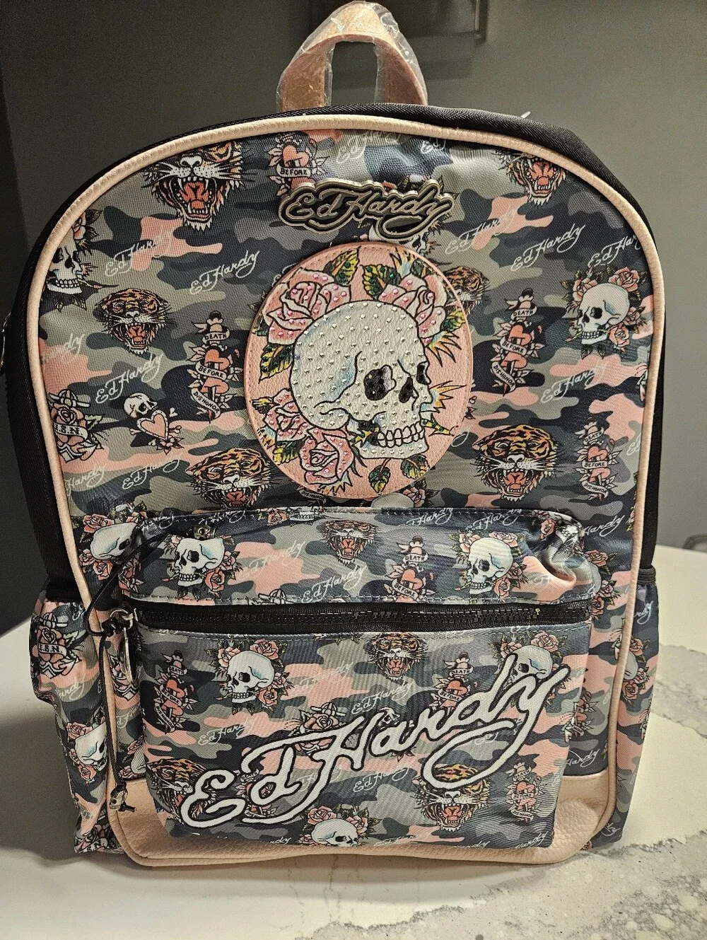 NEW Ed Hardy Pink Rhinestone Backpack
